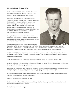 A preview of a PDF biography for Flack, Leslie